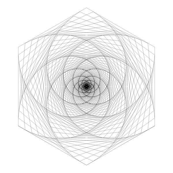 Jos Vromans | Artwork | double pursuit 6gon 120 iterations ratio 0.1