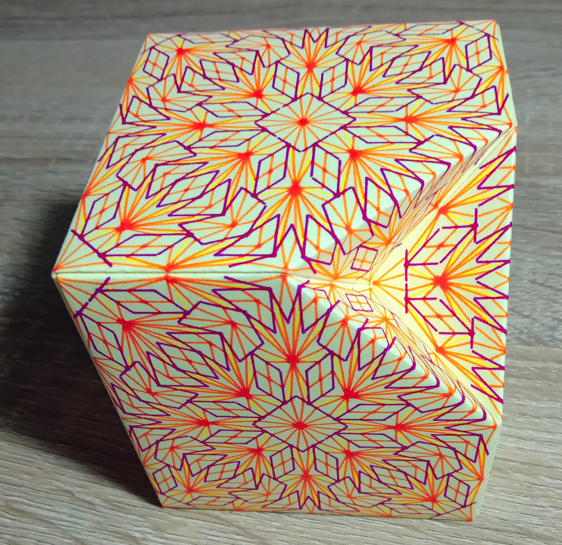 Jos Vromans | Artwork | A Jackson cube with inverted corner and plotted art